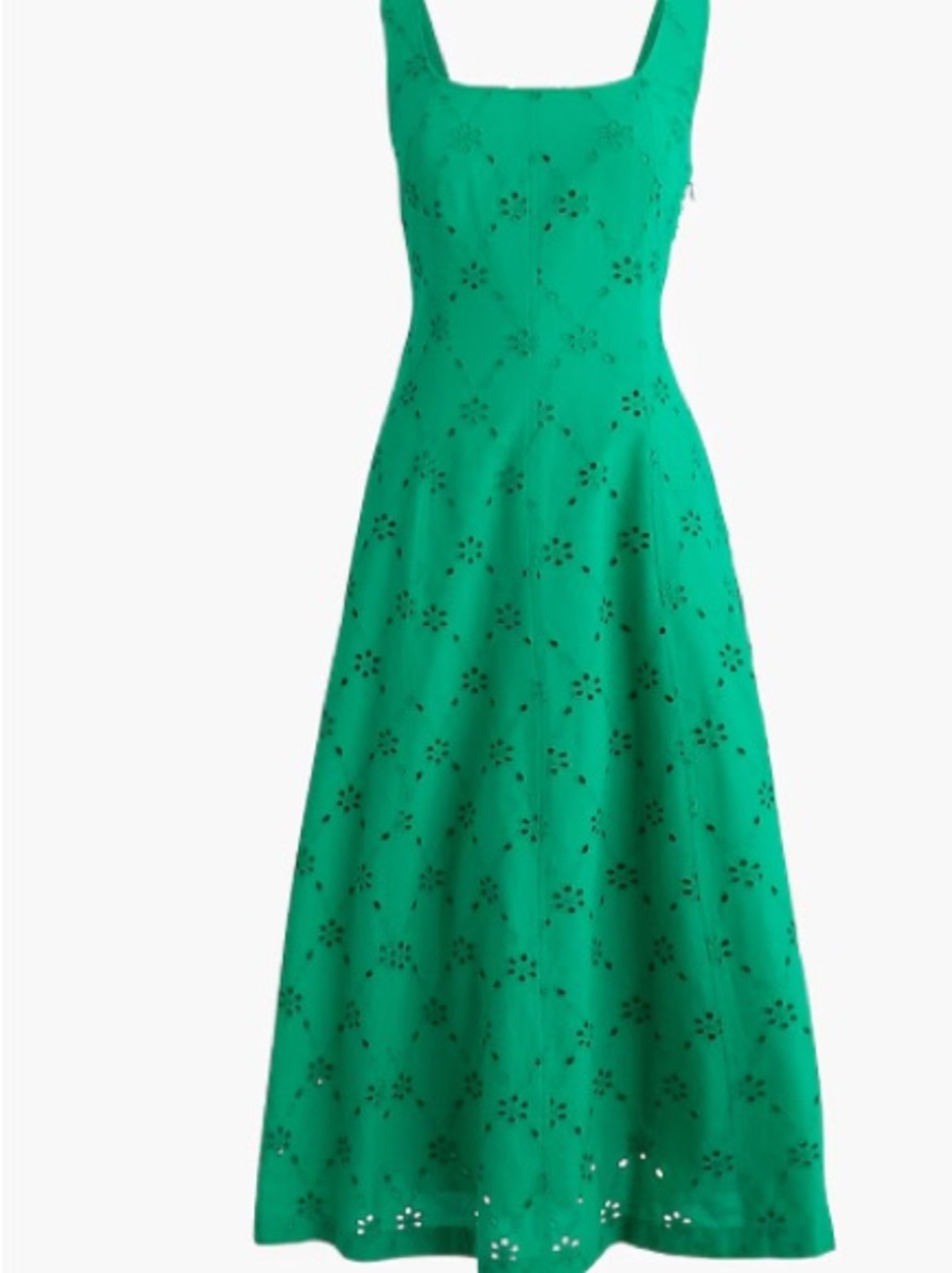 NWT J Crew Green Eyelet Midi Dress